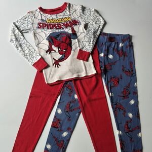 Spider-Man Kids Pajamas Set (2 pants and 1 top) - Red and Blue/Size 8‎